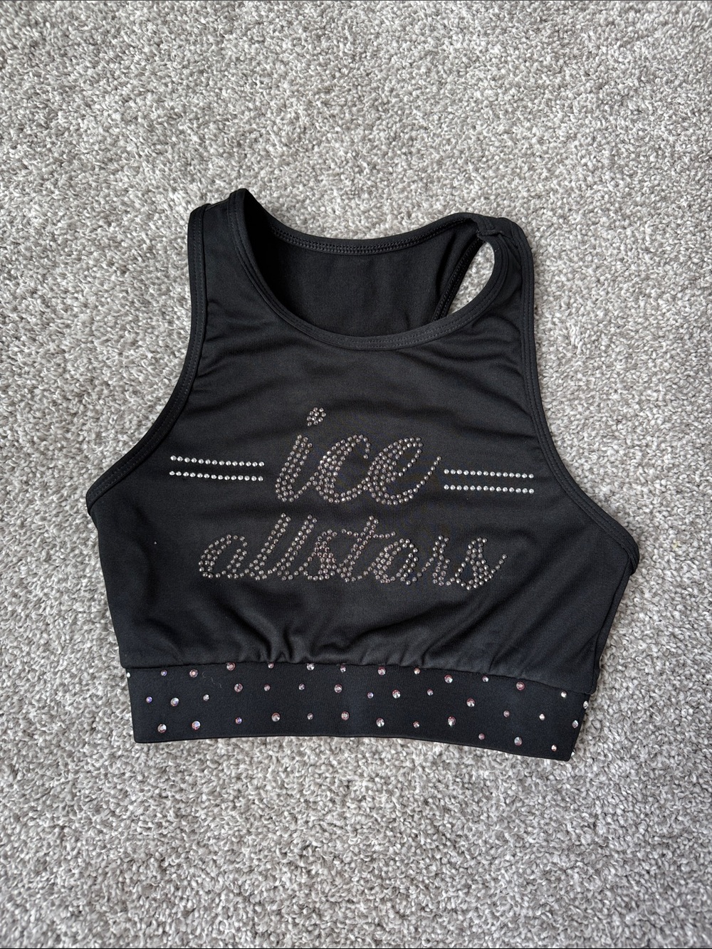 Varsity Black Kids Crop Tank with Rhinestone "ice allstars"